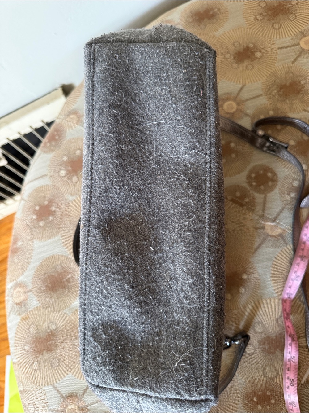 Tory Burch Two-Tone Gray Wool Shoulder Bag with Metallic Trim - Picture 12 of 12